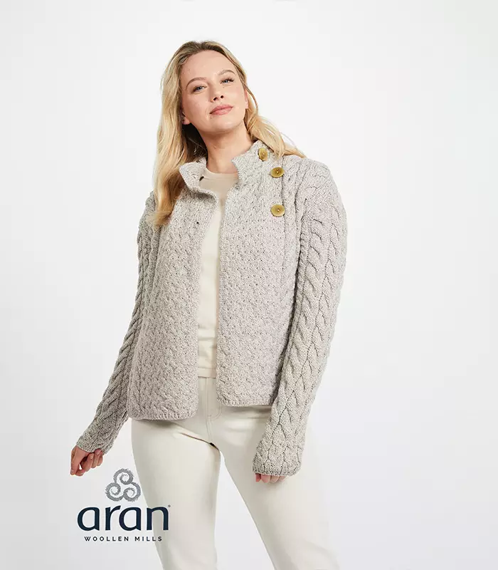 Super Soft Aran Knit Beige Cardigan