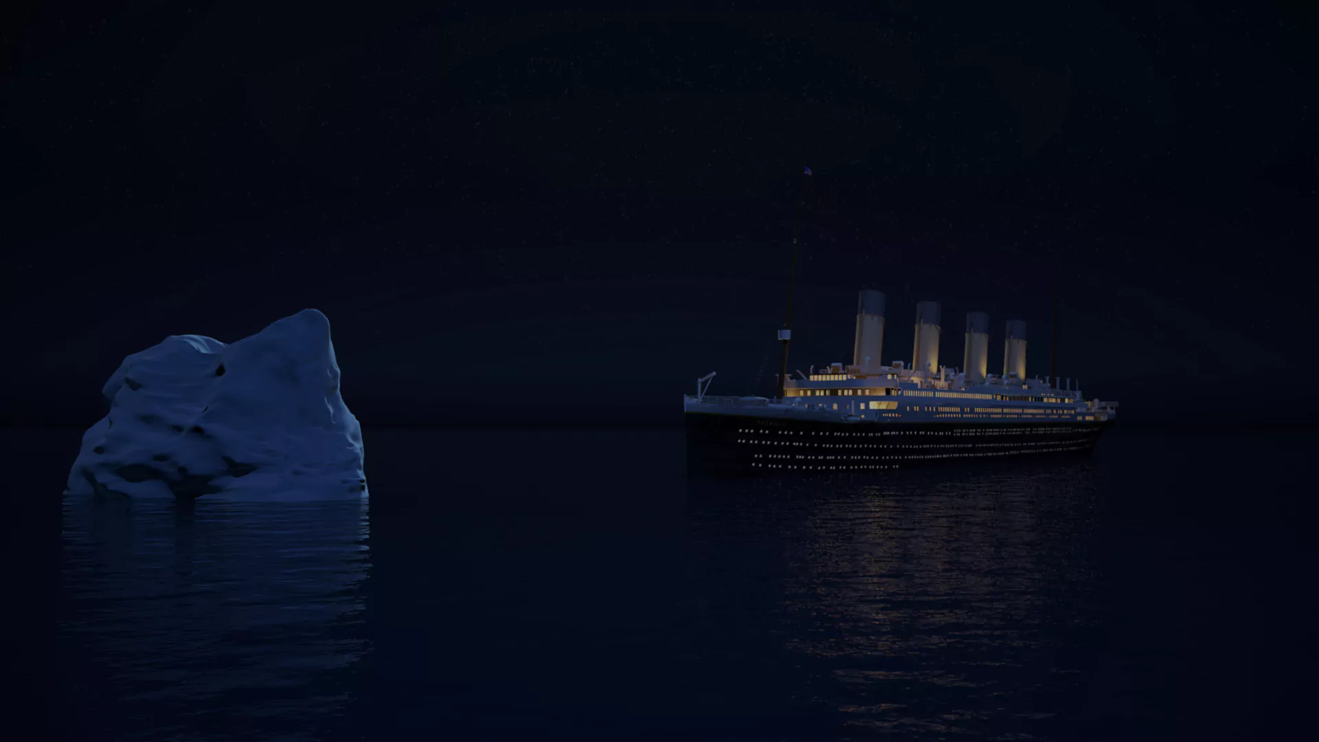 Titanic approaching Iceberg