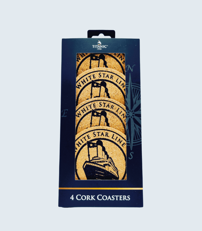 Titanic 4 Cork Coasters featuring White Star Line Logo