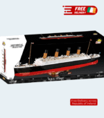 Box of the Titanic 3,260 Piece Building Block Set by Cobi featuring a “Free Delivery across Republic of Ireland” label.